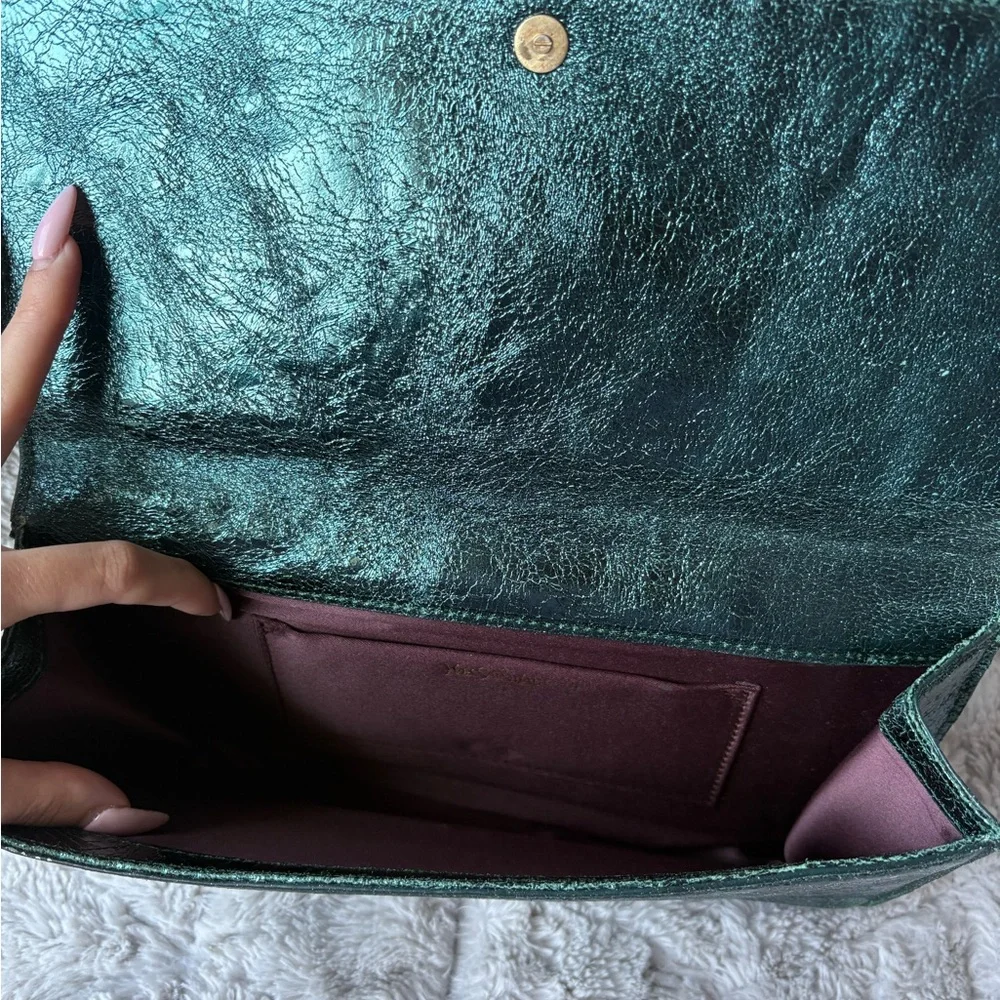 Yves Saint Laurent Y-Linge Clutch, Shimmer Green, Satin Interior - Picture 11 of 16